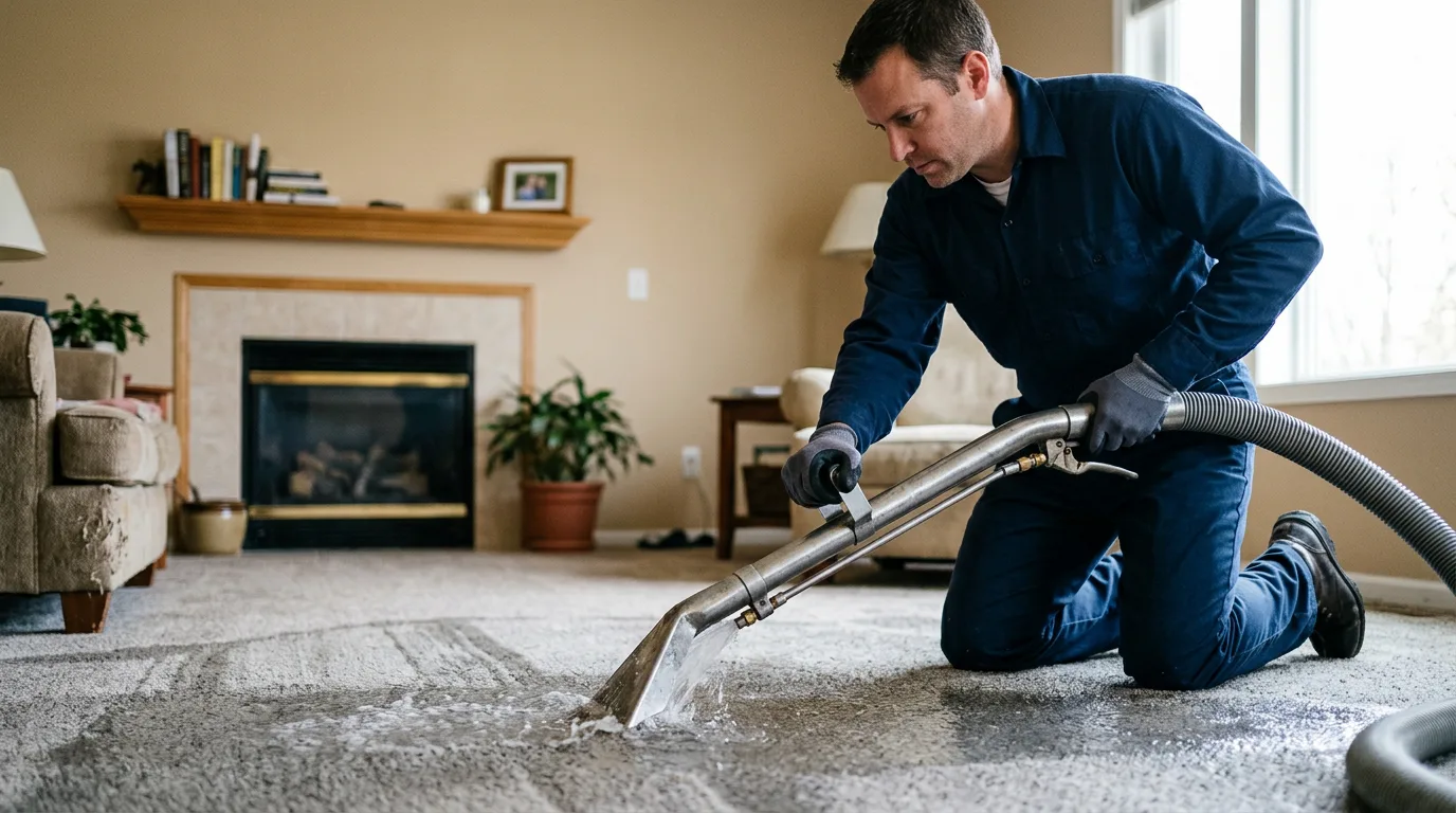 Water damage restoration technician working near Bellville, TX